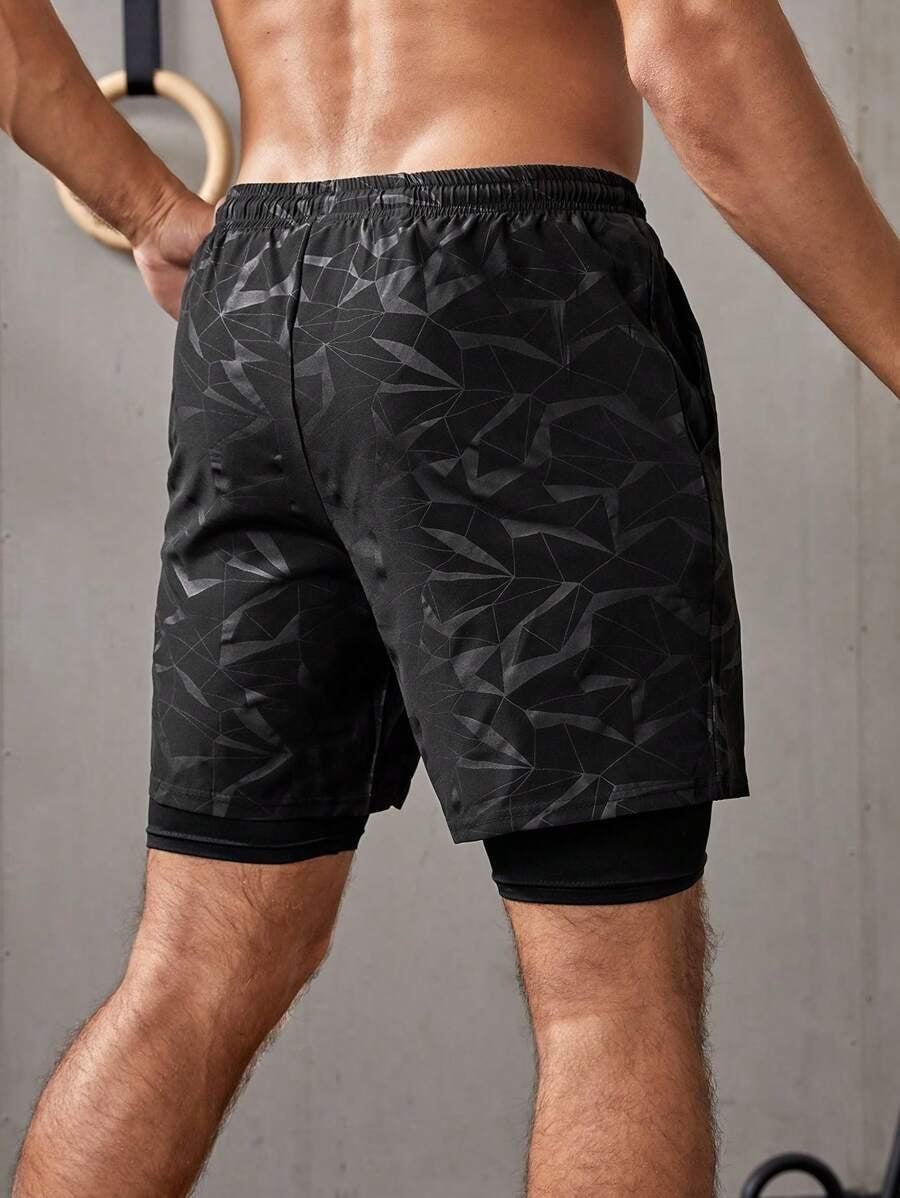 Short con Licra de Hombre color Negro y Gris /Figuras Geométricas, Toro