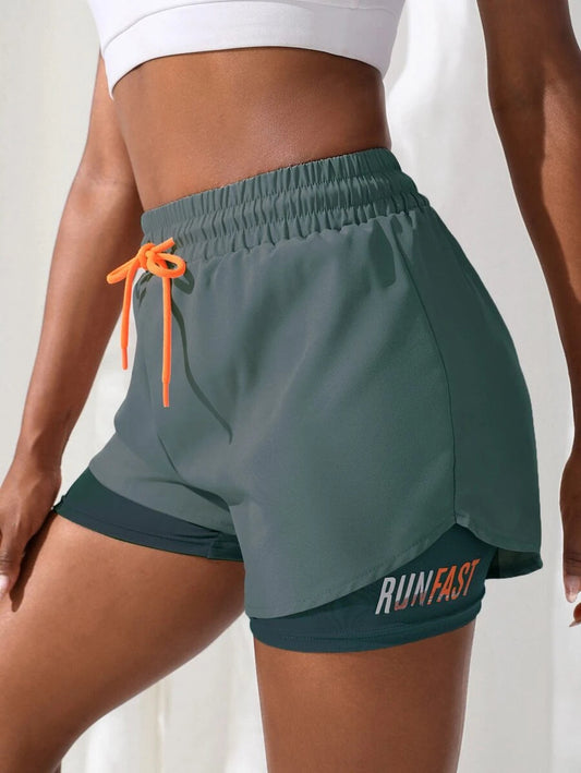 Short con Licra de Mujer color Verde oscuro /Run fast